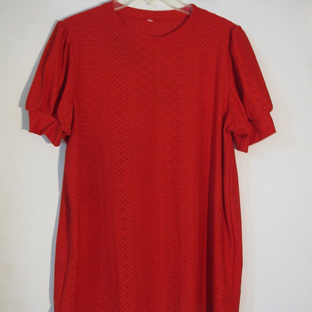 * Unbranded Red Eyelet Top Large Textured Button Trim